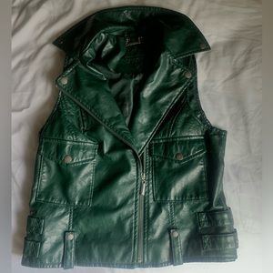 Jou jou forest green leather vest